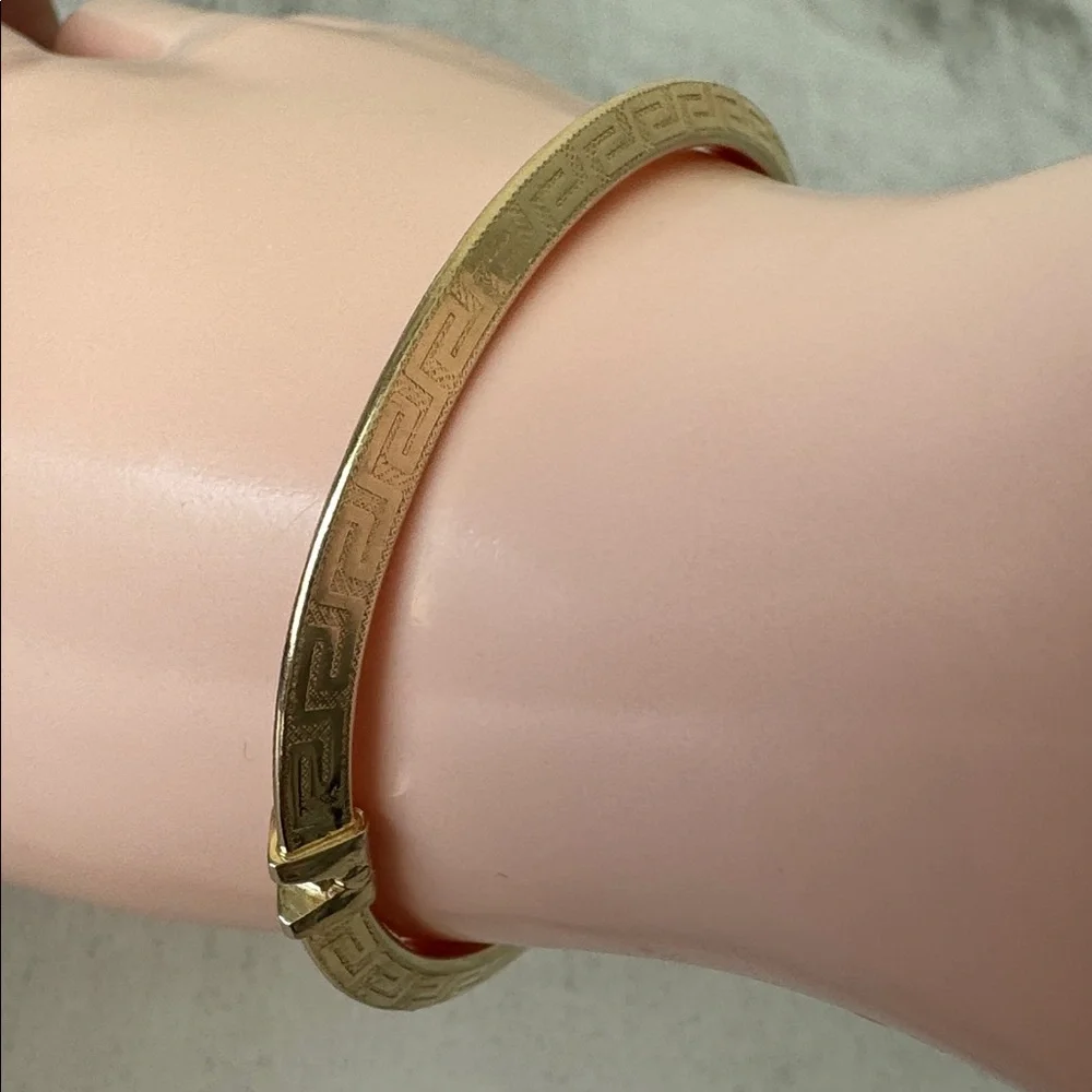 MIA FIORE Gold Plated 925 Sterling Silver Greek Key Dyadema Bangle Bracelet